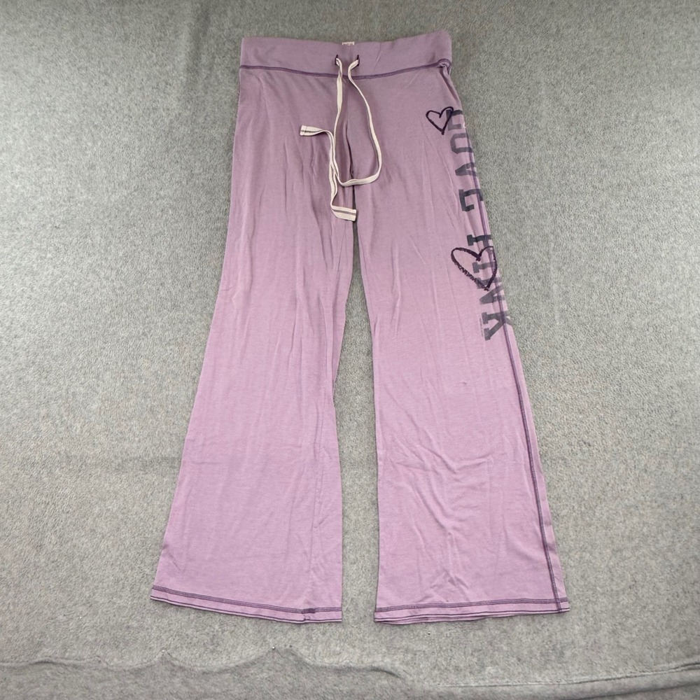 Victoria's Secret Pink Sweatpants Womens Medium Purple Y2K Love Pink Flare Leg